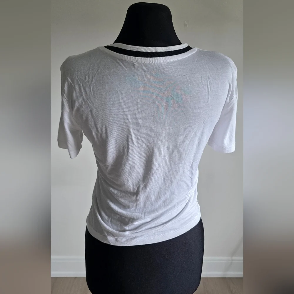 Zara Trafaluc Fitted  White Crop Short Sleeve Plain T-shirt S - Picture 4 of 5